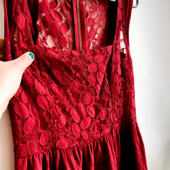 Urban Outfitters Dresses & Skirts - urban outfitters burgundy square neck lace dress 4